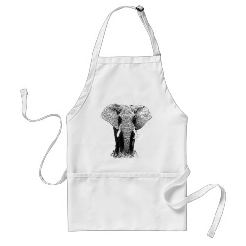 Black  White Elephant Adult Apron