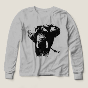 Black White Elephant Animal Illustration Painting Tri-Blend Shirts