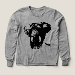 Black White Elephant Animal Illustration Painting Tri-Blend Shirts