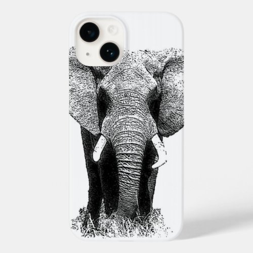 Black  White Elephant Case_Mate iPhone 14 Case