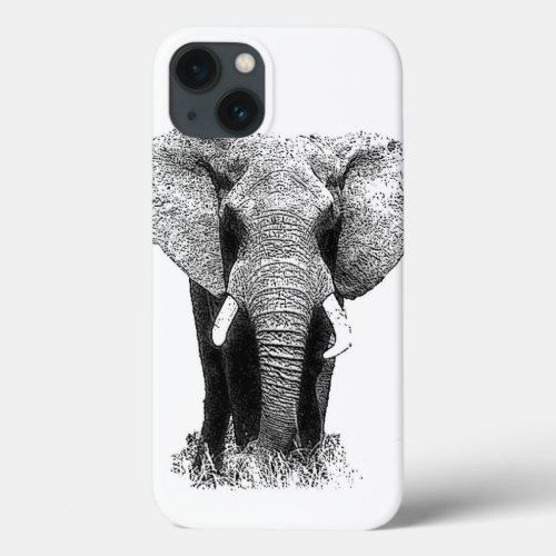 Black  White Elephant iPhone 13 Case