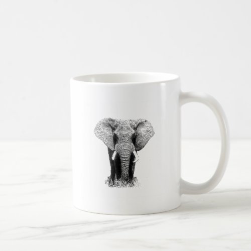 Black  White Elephant Coffee Mug