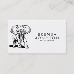 Black & White Elephant Illustration Business Card