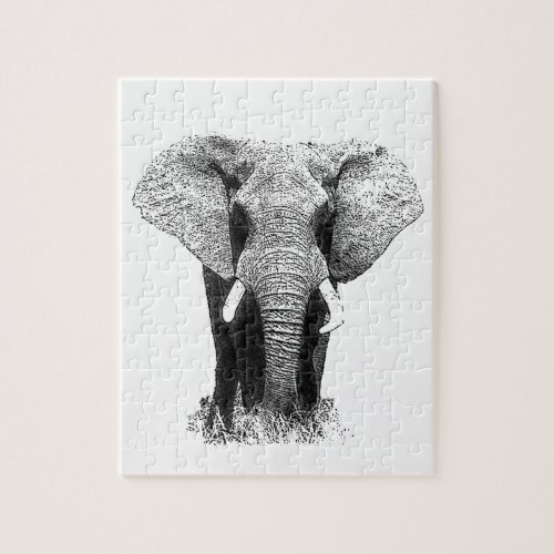 Black  White Elephant Jigsaw Puzzle