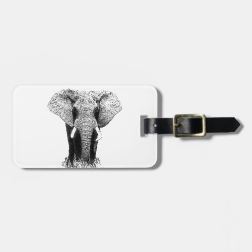 Black  White Elephant Luggage Tag