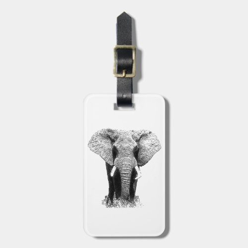 Black  White Elephant Luggage Tags