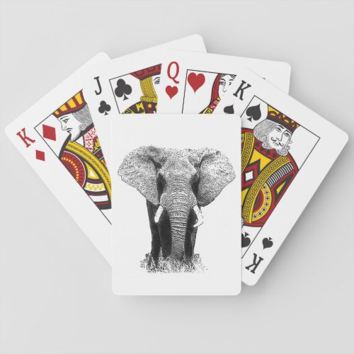 Black  White Elephant Playing Cards