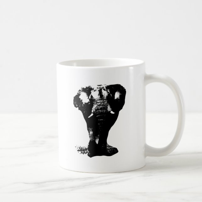 Black & White Elephant Pop Art Coffee Mug (Right)