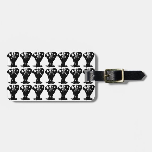 Black & White Elephant Pop Art Luggage Tag (Front Horizontal)