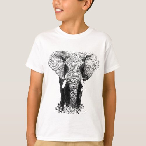 Black  White Elephant T_Shirt