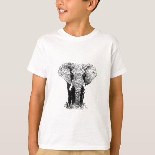 Black  White Elephant T_Shirt