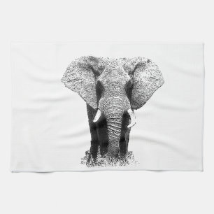 Black & White Elephant Towel