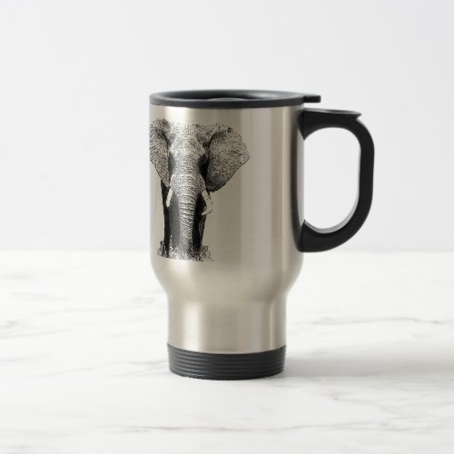 Black  White Elephant Travel Mug