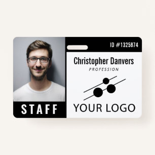 Black White Employee ID Photo & Large Logo Badge