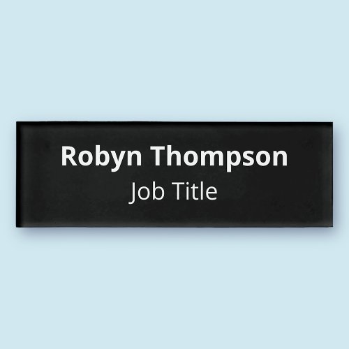 Black  White Employee Name Tag Magnetic Acrylic