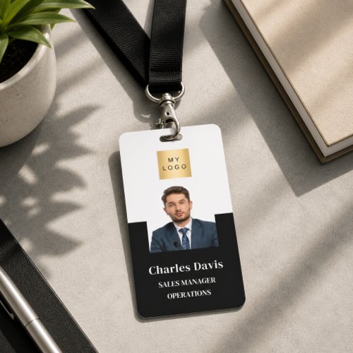 Black white employee photo ID company security Badge
