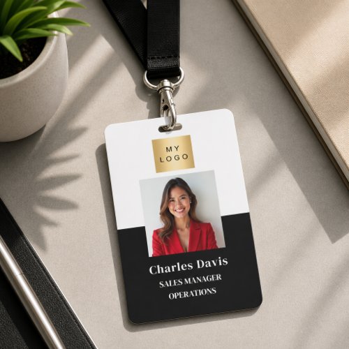 Black white employee photo ID company security Badge