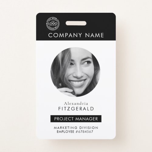 Black White   Employee Photo ID Company Security Badge