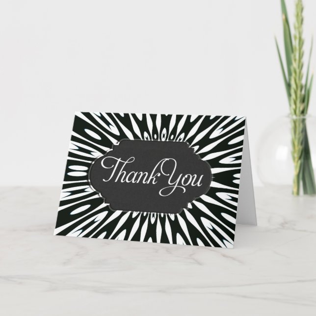 Black & White Energy Burst Thank You Custom Card (Front)