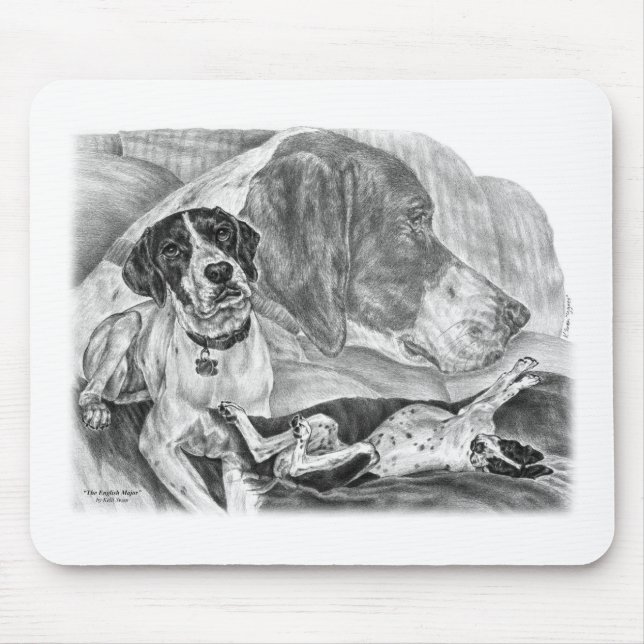 Black & White English Pointer Dogs Mouse Pad (Front)