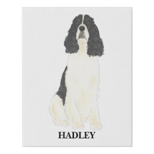 Black & White English Springer Spaniel Faux Canvas Print
