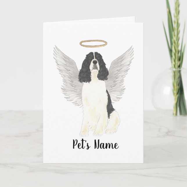 Black & White English Springer Spaniel Sympathy Card (Front)