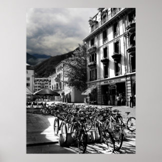 Black & White European Village Poster