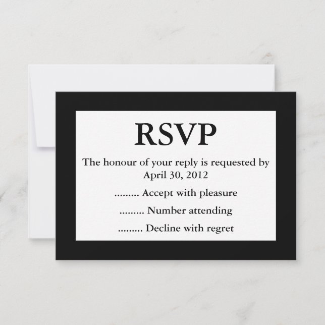Black & White Event Reply, RSVP or Response Cards (Front)