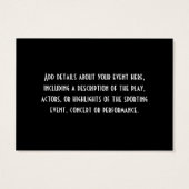 Black+White Event Ticket Pack, Lg Business Card Sz (Back)