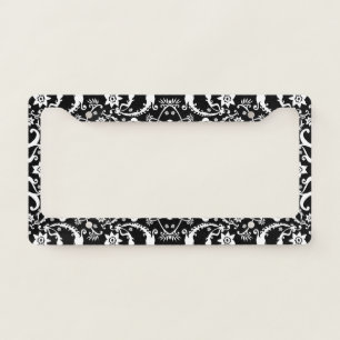 black white exquisite indian ham pattern license plate frame