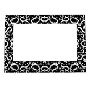 black white exquisite indian ham pattern magnetic frame