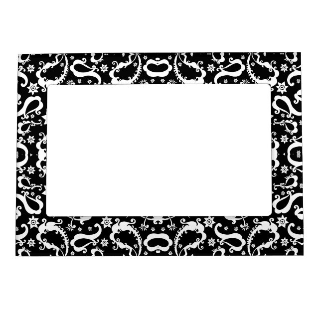 black white exquisite indian ham pattern magnetic frame (Front)