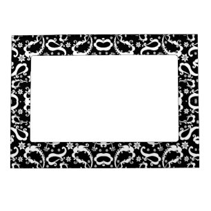 black white exquisite indian pattern magnetic frame