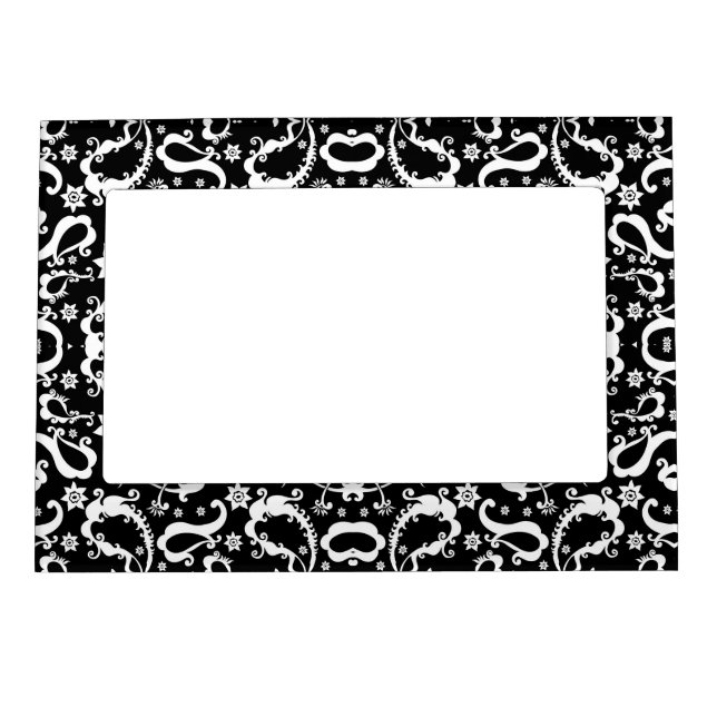 black white exquisite indian pattern magnetic frame (Front)