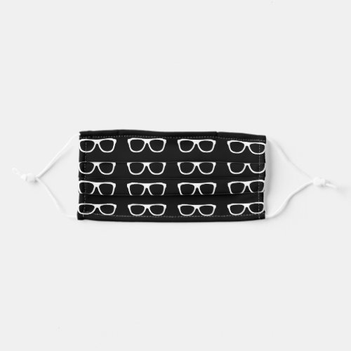 black white eye glasses adult cloth face mask