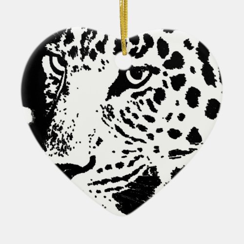 Black  White Eye of Leopard Ceramic Ornament