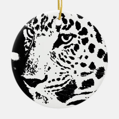 Black  White Eye of Leopard Ceramic Ornament