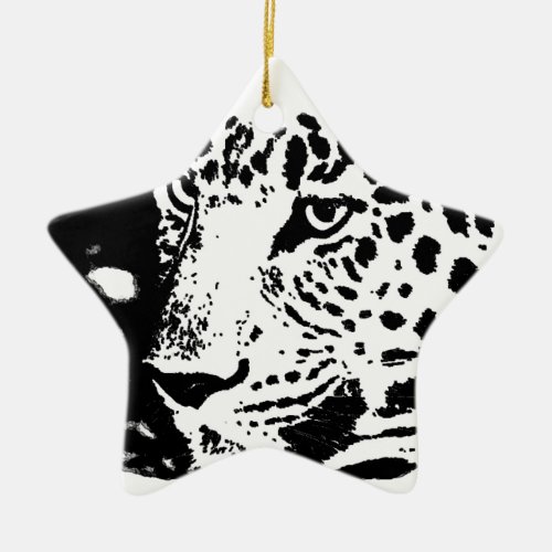 Black  White Eye of Leopard Ceramic Ornament