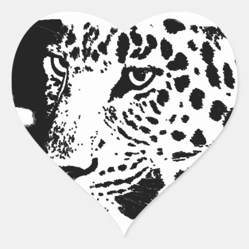 Black  White Eye of Leopard Heart Sticker