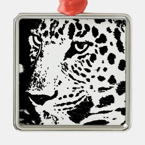 Black  White Eye of Leopard Metal Ornament