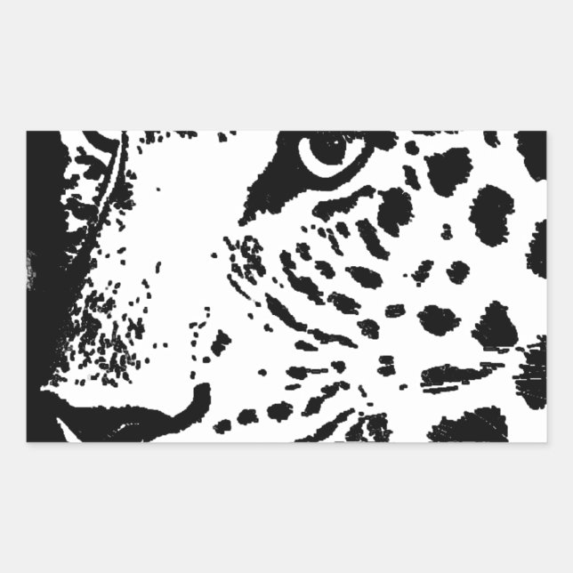 Black & White Eye of Leopard Rectangular Sticker (Front)