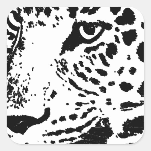 Black  White Eye of Leopard Square Sticker