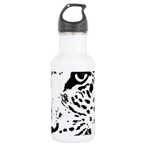 Black  White Eye of Leopard Stainless Steel Water Bottle