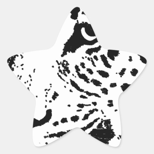 Black  White Eye of Leopard Star Sticker