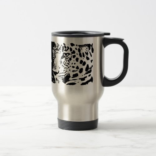 Black  White Eye of Leopard Travel Mug