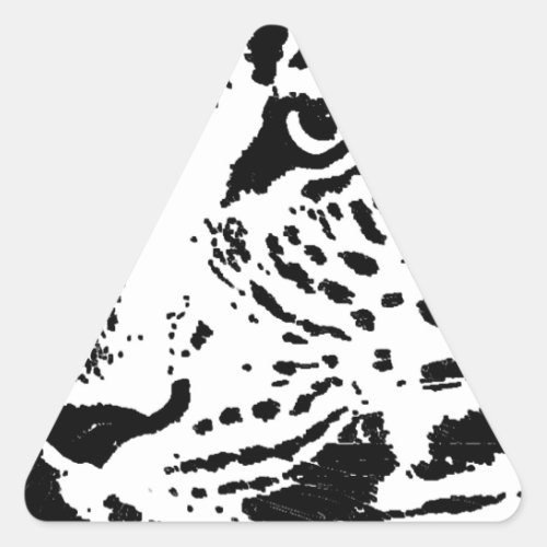 Black  White Eye of Leopard Triangle Sticker