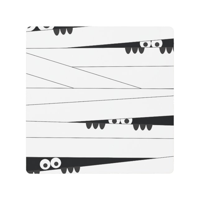 Black White Eyes Peeking Mummy Halloween Metal Print (Front)