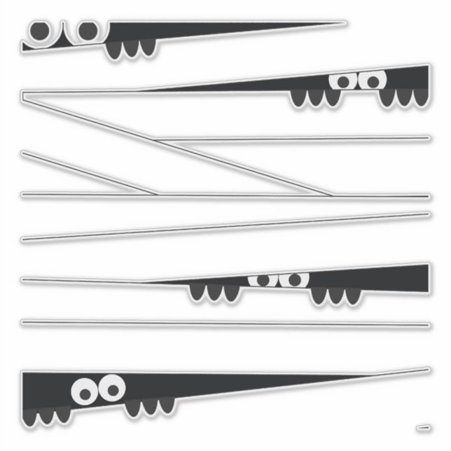 Black White Eyes Peeking Mummy Halloween Sticker (Front)