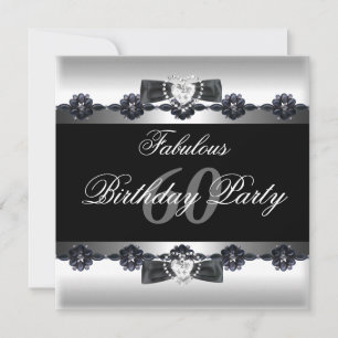 Black White Fabulous 60 60th Birthday Party Invitation