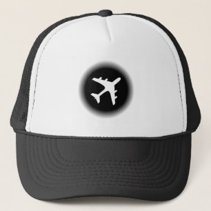 Black white fade airplane design trucker hat